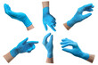 © New Africa - Woman wearing medical glove on white background, closeup. Collage of photos