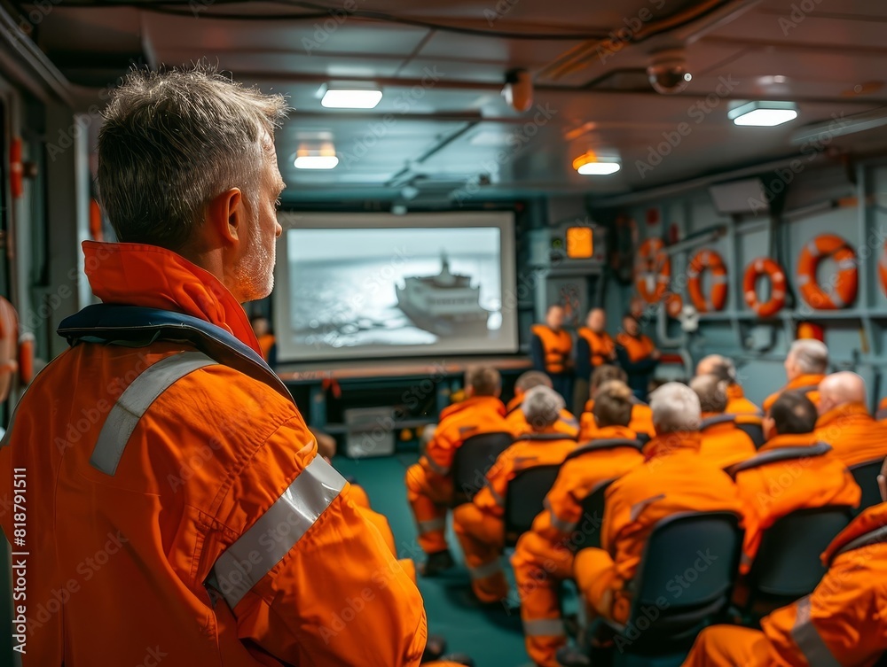 Leanerer Ship Driver A training session for new seafarers on a ship Stock Photo | Adobe Stock