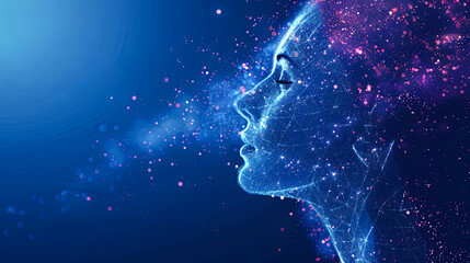 Poster - Abstract polygonal human head. Artificial intelligence concept. 3D Rendering