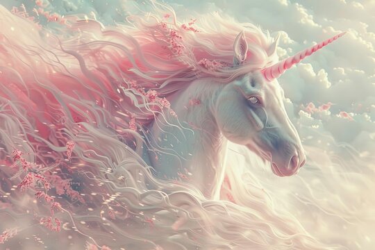 dreamy pastel unicorn art mythical creature illustration