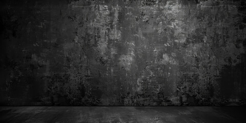 Poster - empty dark room background, dark concrete wall and floor background, black studio room background for product display