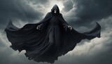 Fototapeta  - The grim reaper floating gracefully through the ai upscaled_7