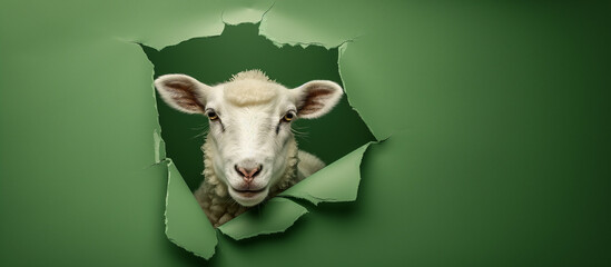 funny eid ul adha wallpaper, funny sheep head pop out of green sheet, eid mubarak, bakra eid