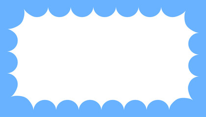 Aufkleber - Cloudy wave curve edge frame. Wavy scalloped rectangle border. Doodle drawn rectangle picture frame. Empty blue text box. Funky zigzag design element. Vector illustration isolated on white background.