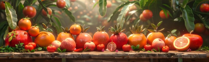Poster - Fresh Tomatoes on the Vine, Captured in the Warmth of Sunlight, Emphasizing Healthy Eating