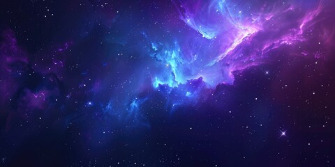Wall Mural - Abstract cosmic background featuring a blue-purple nebula and stars.
