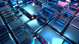 Fototapeta  - 3d background transparent abstract blue squares, 3d background 4, in the style of glass fragments art.
