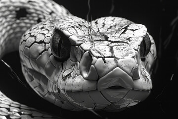 Poster - Illustration of a snake with a shattered outline, symbolizing the confinement of reptiles in enclosures,