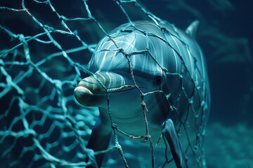 Aufkleber - Abstract image of a dolphin with geometric barriers weaving through its form, illustrating its captivity,