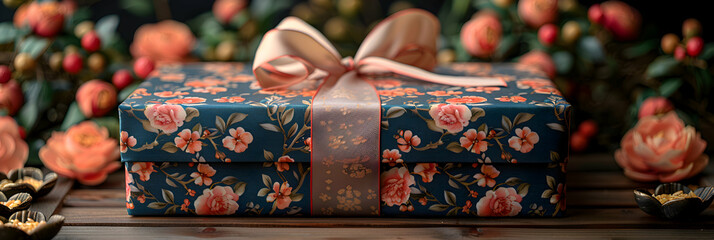 A beautifully wrapped Diwali gift box with traditional designs and ribbons