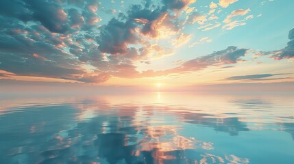 Wall Mural - The sky is blue and the sun is setting