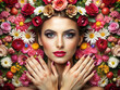 © eugenepartyzan - beautiful young woman in flowers. spring colorful beauty girl over floral background