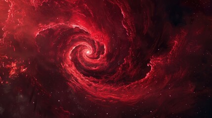 Wall Mural -  Background illustration concept art of a dark red spiral galactic nebula in space, beautiful stars at the night sky