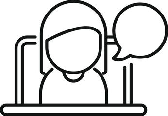 Poster - line art icon depicting a customer support representative with a chat bubble