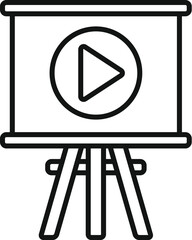 Poster - vector illustration of a play button symbol on a projection screen on a tripod