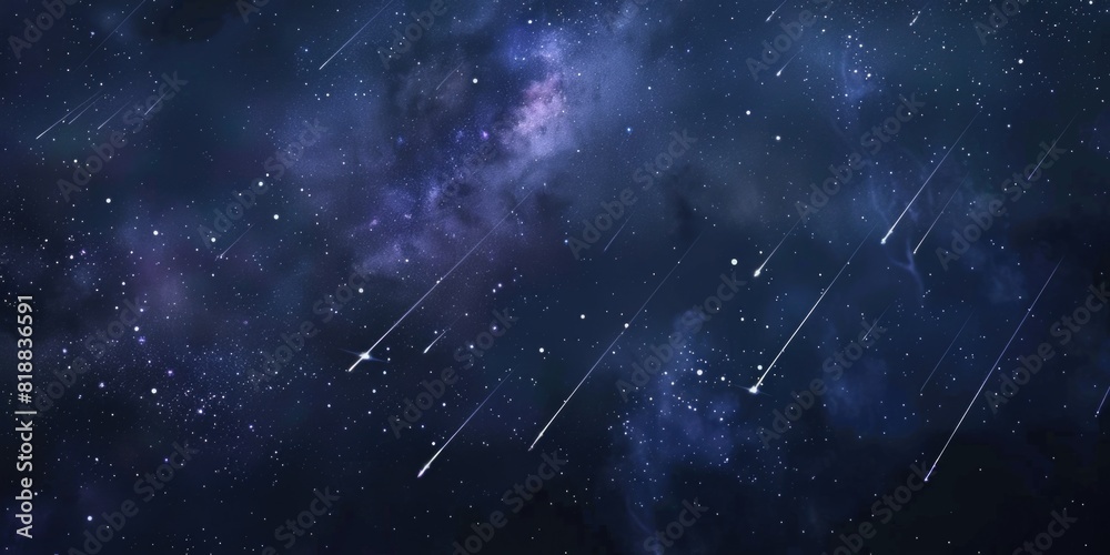 Beautiful Meteor shower in the dark sky at night background, Shiny of ...