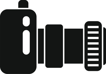 Poster - professional dslr camera silhouette isolated on modern black background, perfect for photography equ