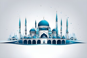 Wall Mural - Eid Mubarak Islamic background template 3d illustration.
Mosque Vector Background Art, Icons and Graphics..