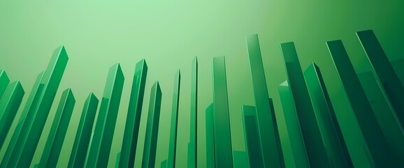 Wall Mural - A minimalist side view of a simple bar graph in vibrant green color, providing a visually appealing representation of data, captured with HD resolution.