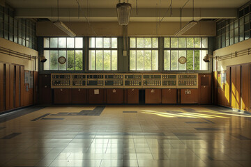 Wall Mural - empty power plant control room without people