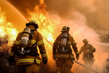 firefighters extinguishing fire