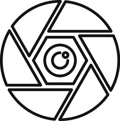 Poster - black and white illustration of a stylized camera lens with geometric shapes