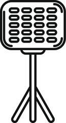 Poster - black and white line art icon of a modern led panel light for video and photo shoots
