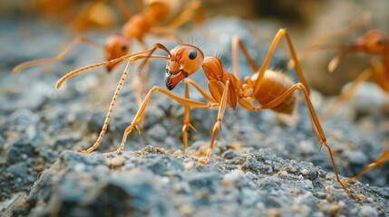 Poster - Macro shot of ants communicating with their antennae