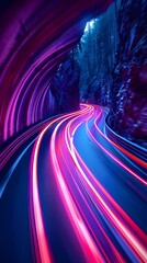 Wall Mural - Dynamic Neon Lit Racing Track for High Speed Showcasing and Product Displays