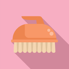 Poster - Flat design icon of a handheld cleaning brush with a pastel pink background