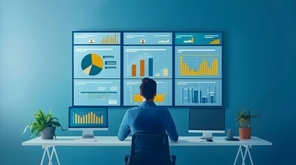 Poster - E Commerce Analytics Professional Presenting Virtual Data Visualization to Remote Boardroom