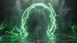 © furyon - futuristic energy portal with radiant green lightning bolts on transparent background 3d illustration
