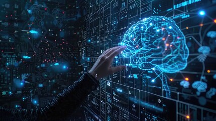 Wall Mural - Mind Merge: Connection of Human and Digital Intelligence