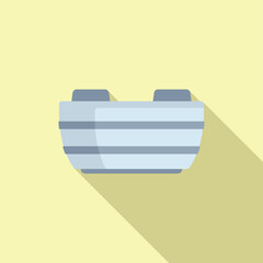 Poster - Simple, flat design style vector of a grey bowl casting a shadow on a yellow background