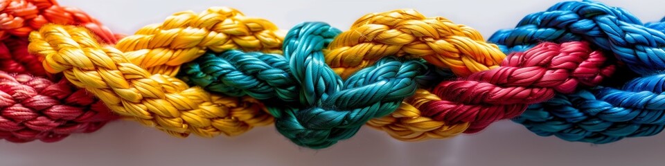 Poster - Colorful braided rope texture with vibrant colors and twisted pattern