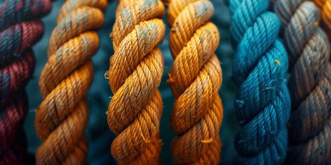 Poster - Close up of colorful twisted ropes texture for graphic resources