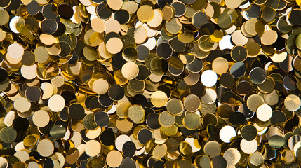 Wall Mural - a pile of gold confetti on a white background