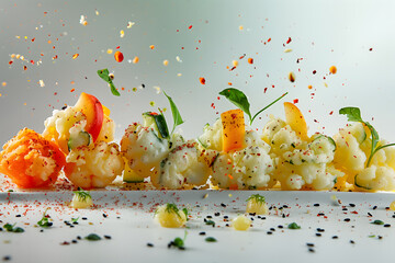 Cinematic Vegan Tempura Vegetable Assortment on White Seamless Backdrop