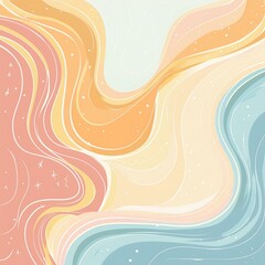Wall Mural - Abstract background with water. A celestial dreamscape where liquified curves mimic the flow of the galaxy, in shades of blue, pink pastel, and ivory wallpaper.