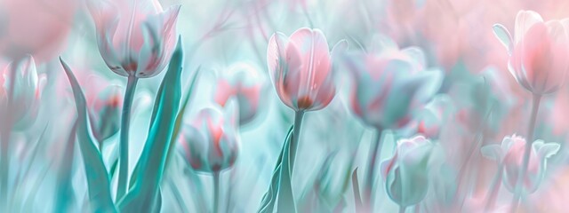 beautiful floral background. spring tulips with soft focus on a blurry background, close up. floral 