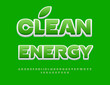 © Popskraft - Vector eco concept Clean Energy. Creative Green Font. Bright Artistic Alphabet Letters and Numbers set.