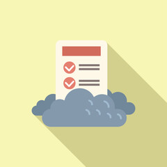 Poster - Cloud document icon illustration with flat design and check marks. Representing modern cloud computing technology and data storage service. Available for online access