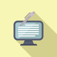 Poster - Illustration of a monitor with a document on screen and an editing pen, showcasing content creation