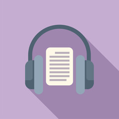 Poster - flat design illustration of a purple audiobook concept with headphones. book icon. and modern techno
