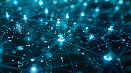 Poster - Diverse IoT devices from various manufacturers seamlessly communicating and exchanging data, depicted as interconnected nodes on a dynamic, unified network 