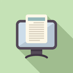 Fototapete - Flat design icon of a digital document displayed on a desktop computer monitor