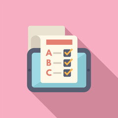Poster - online quiz concept illustration featuring modern flat design vector icon for elearning, digital tab