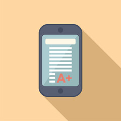 Poster - Vector illustration of an a plus grade on a smartphone display, depicting online education success