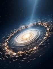 Wall Mural - Vibrant, dense center of a galaxy, filled with countless stars glowing in shades of white, blue, and gold