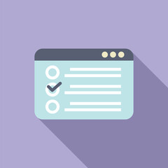 Poster - Flat design illustration of a checklist icon with a check mark on a purple background